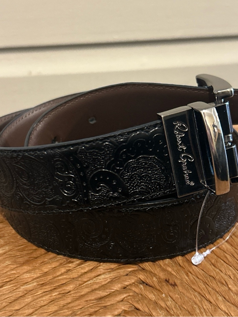 Robert Graham Black Belt Men's Size 36  Paisley Embossed Leather